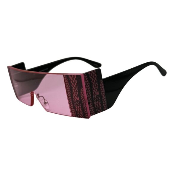 6106 | Pink Rectangle Sunglasses with Sideblinders - Picture 3 of 5